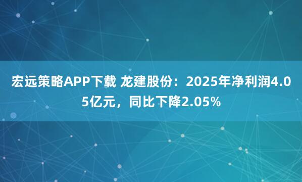 宏远策略APP下载 龙建股份：2025年净利润4.05亿元，同比下降2.05%